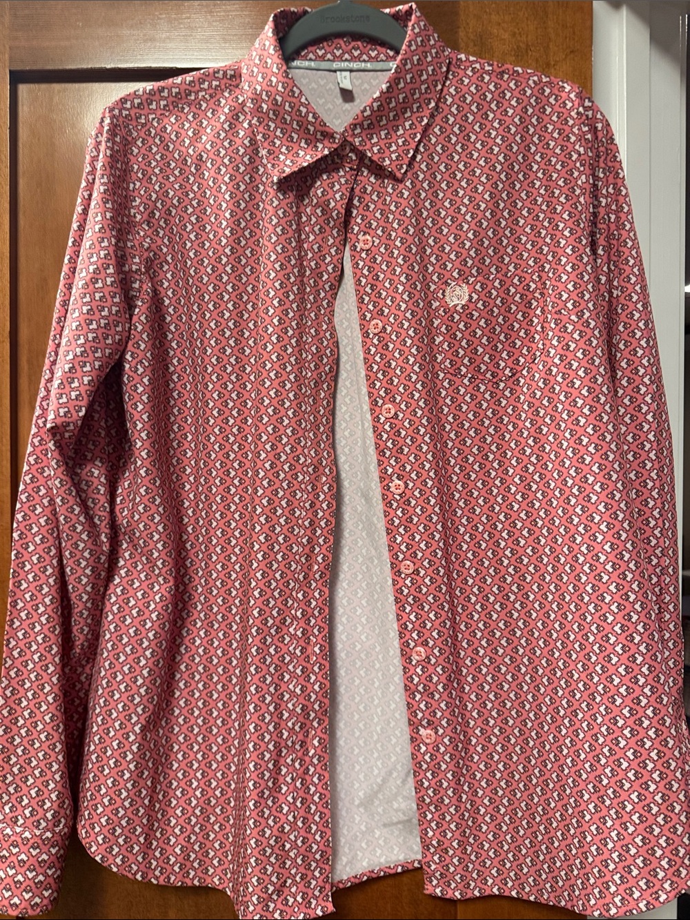 Women's Cinch Pink Patterned Long-Sleeve Shirt - Classic Button-Down